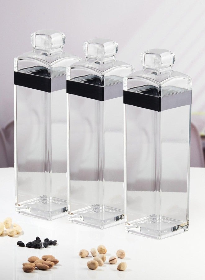 Kookee Acrylic Airtight Canister Jar & Container for Kitchen Food Storage, Used for Store Uncooked Rice, Cereal, Pasta, Coffee, Tea, Flour, Sugar (Pack of 3) (11220) - Image 2